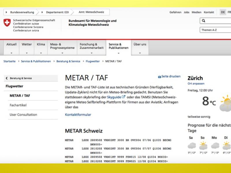METAR/TAF Schweiz